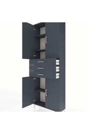 Arges Dolap 4 Raflı 3 Çekmeceli 4 Kapaklı 88x30x243 Antrasit-Antrasit