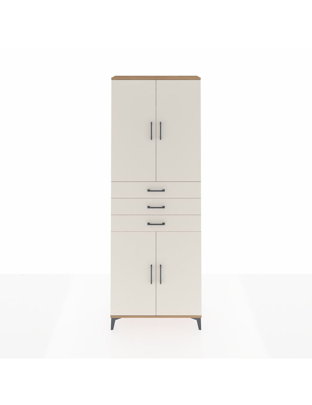 Arges Dolap 4 Raflı 3 Çekmeceli 4 Kapaklı 88x30x243 Çam-Aytaşı