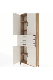 Arges Dolap 4 Raflı 3 Çekmeceli 4 Kapaklı 88x30x243 Çam-Aytaşı