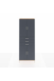 Arges Dolap 4 Raflı 3 Çekmeceli 4 Kapaklı 88x30x243 Çam-Antrasit