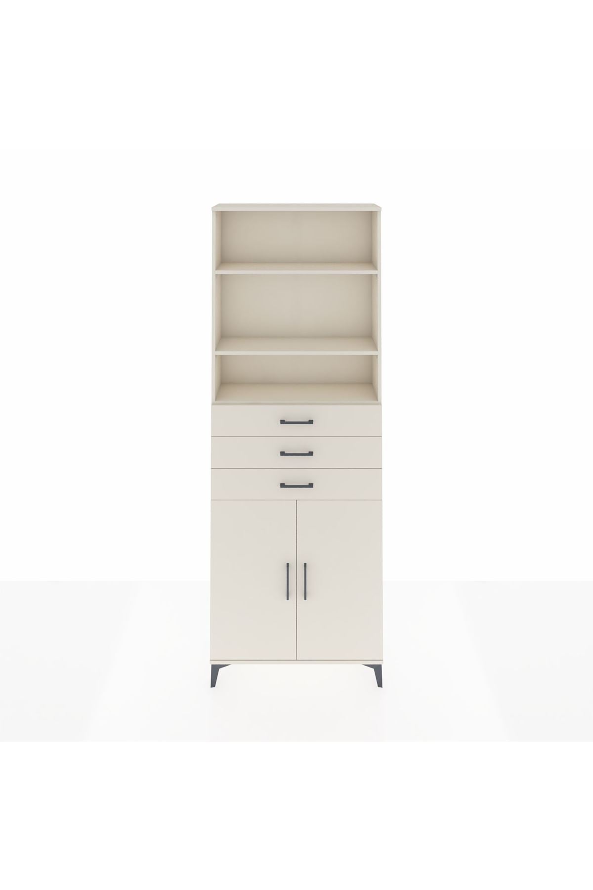 Arges Dolap 4 Raflı 3 Çekmeceli 2 Kapaklı 88x30x243 Aytaşı-Aytaşı