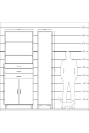 Arges Dolap 4 Raflı 3 Çekmeceli 2 Kapaklı 88x30x243 Aytaşı-Çam