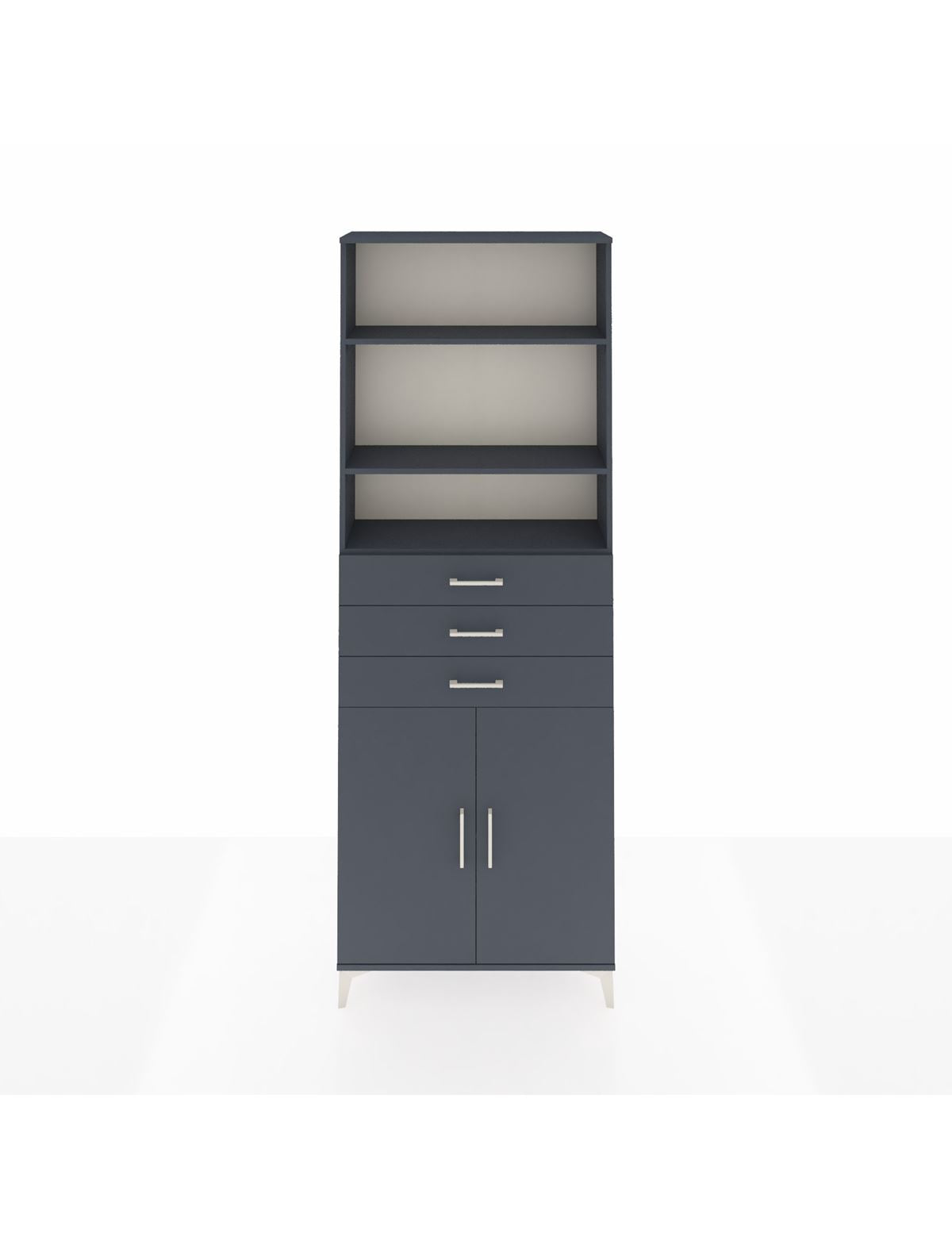 Arges Dolap 4 Raflı 3 Çekmeceli 2 Kapaklı 88x30x243 Antrasit-Antrasit