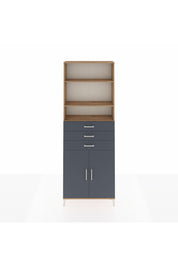 Arges Dolap 4 Raflı 3 Çekmeceli 2 Kapaklı 88x30x243 Çam-Antrasit