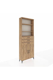 Arges Dolap 4 Raflı 3 Çekmeceli 2 Kapaklı 88x30x243 Çam-Çam