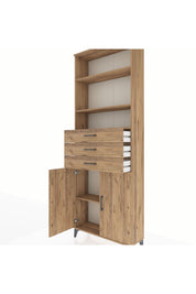 Arges Dolap 4 Raflı 3 Çekmeceli 2 Kapaklı 88x30x243 Çam-Çam