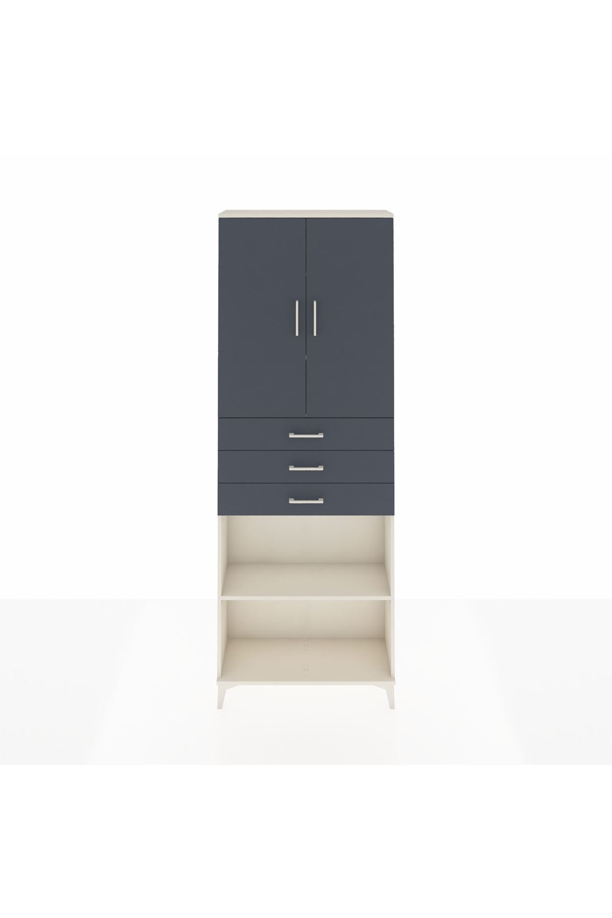 Arges Dolap 4 Raflı 3 Çekmeceli 2 Kapaklı 88x30x243 Aytaşı-Antrasit