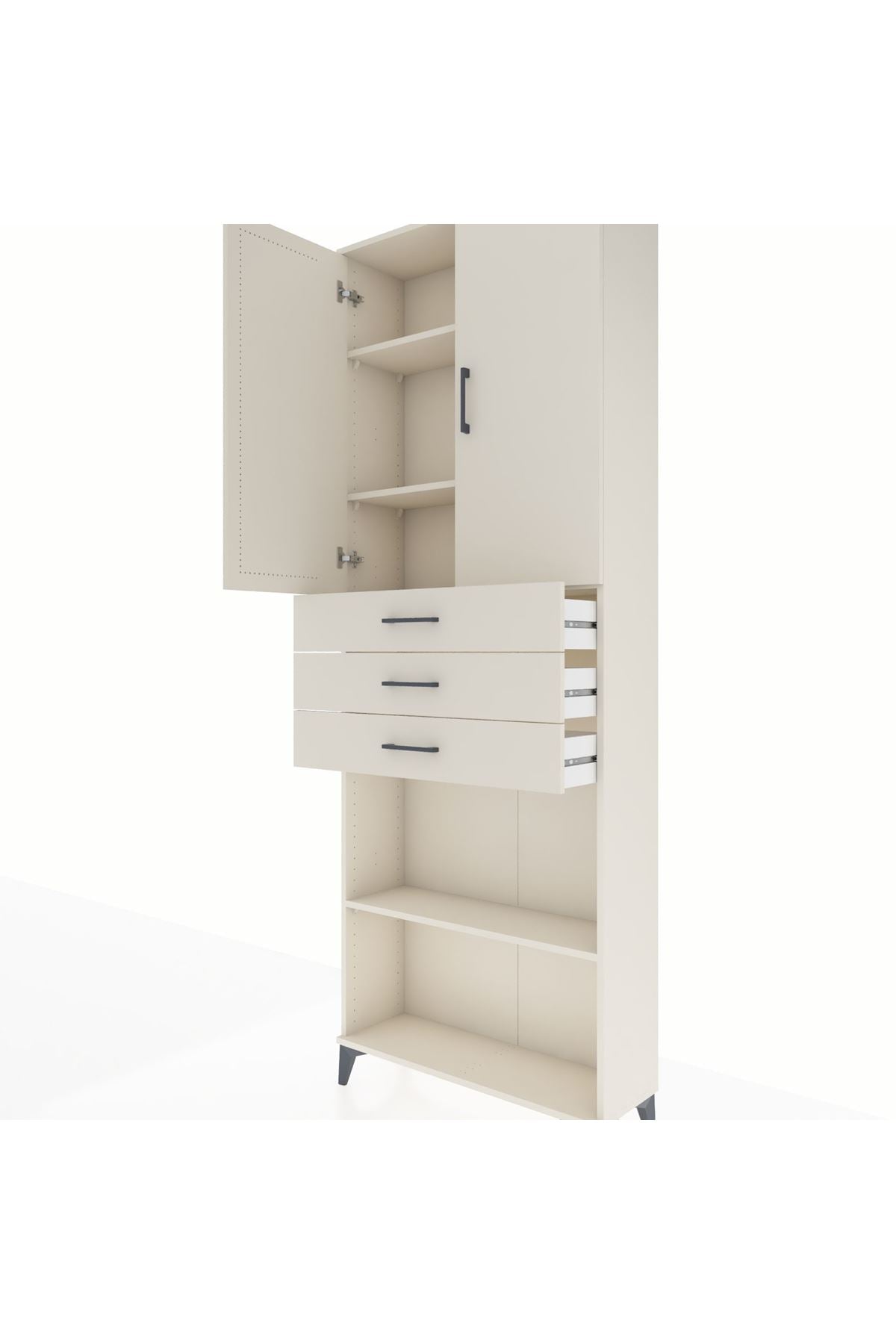 Arges Dolap 4 Raflı 3 Çekmeceli 2 Kapaklı 88x30x243 Aytaşı-Aytaşı