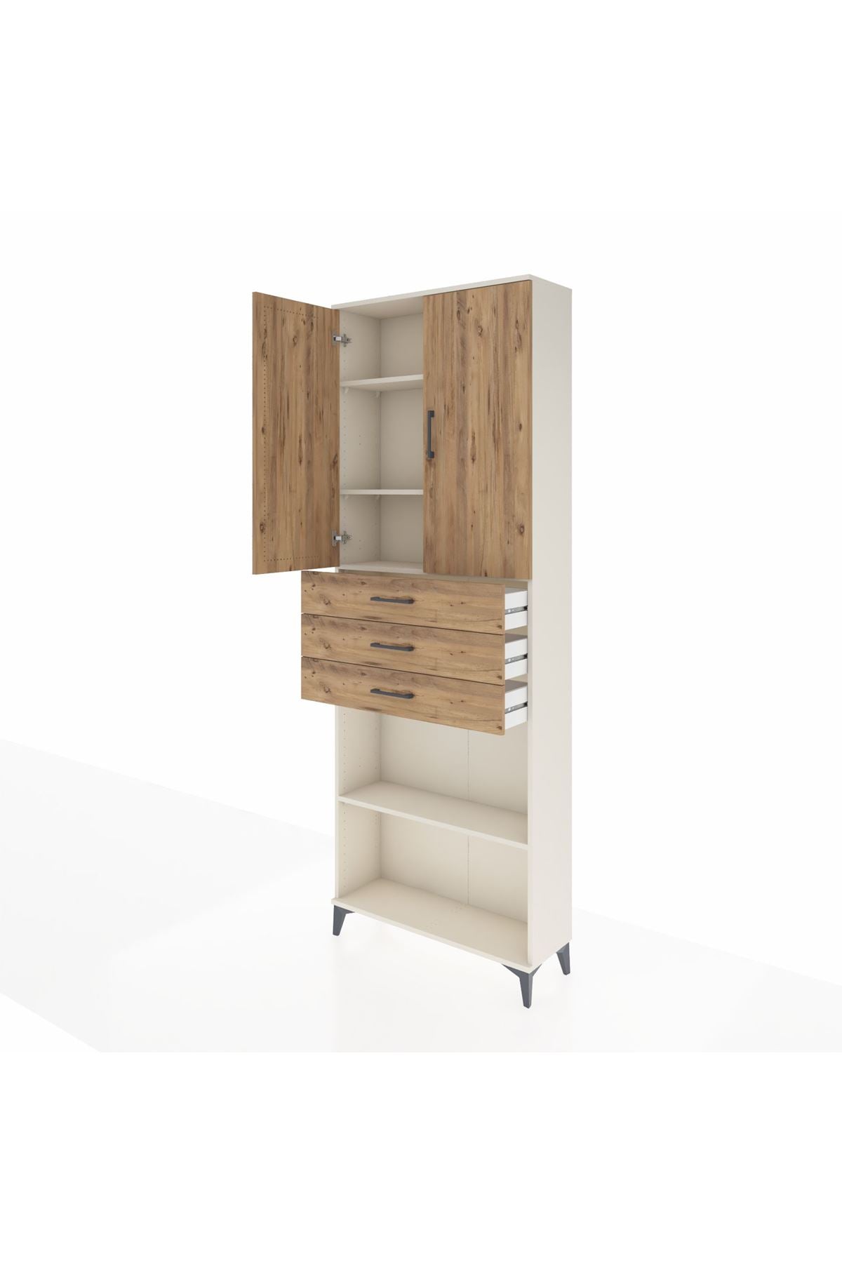 Arges Dolap 4 Raflı 3 Çekmeceli 2 Kapaklı 88x30x243 Aytaşı-Çam