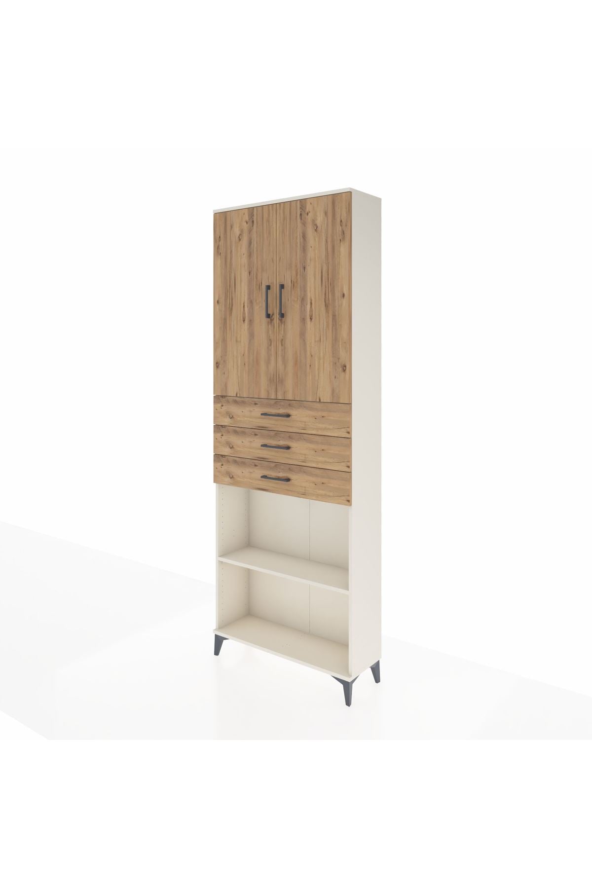 Arges Dolap 4 Raflı 3 Çekmeceli 2 Kapaklı 88x30x243 Aytaşı-Çam