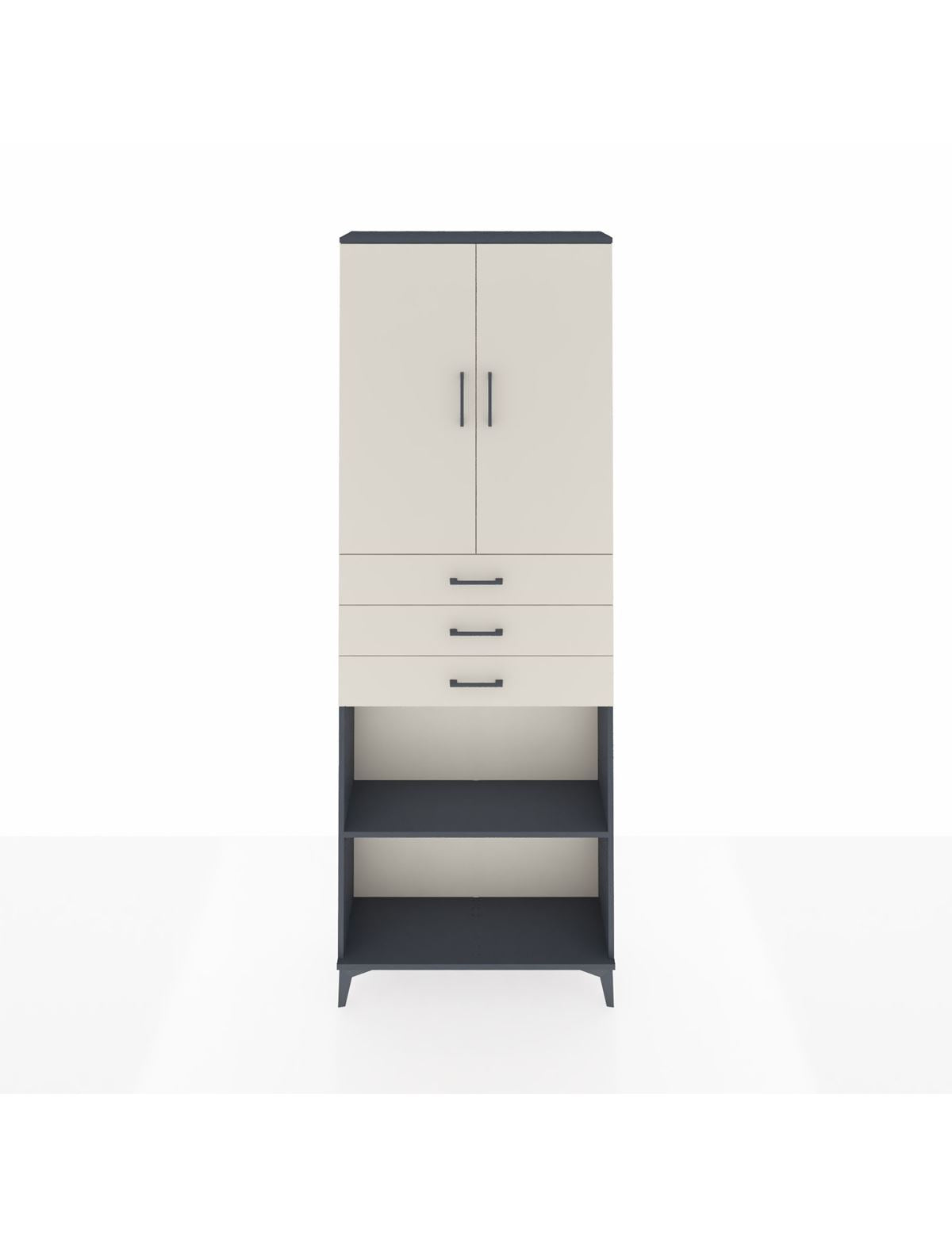 Arges Dolap 4 Raflı 3 Çekmeceli 2 Kapaklı 88x30x243 Antrasit-Aytaşı