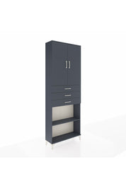 Arges Dolap 4 Raflı 3 Çekmeceli 2 Kapaklı 88x30x243 Antrasit-Antrasit