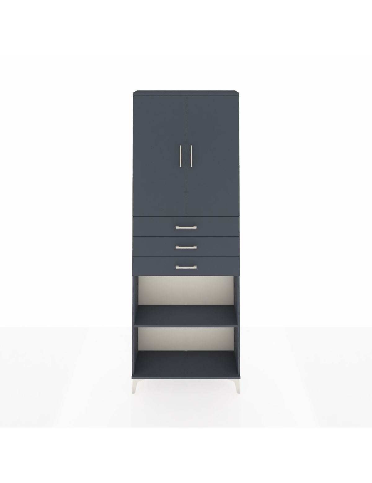 Arges Dolap 4 Raflı 3 Çekmeceli 2 Kapaklı 88x30x243 Antrasit-Antrasit