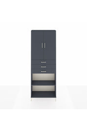 Arges Dolap 4 Raflı 3 Çekmeceli 2 Kapaklı 88x30x243 Antrasit-Antrasit