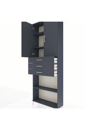 Arges Dolap 4 Raflı 3 Çekmeceli 2 Kapaklı 88x30x243 Antrasit-Antrasit