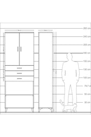 Arges Dolap 4 Raflı 3 Çekmeceli 2 Kapaklı 88x30x243 Antrasit-Çam