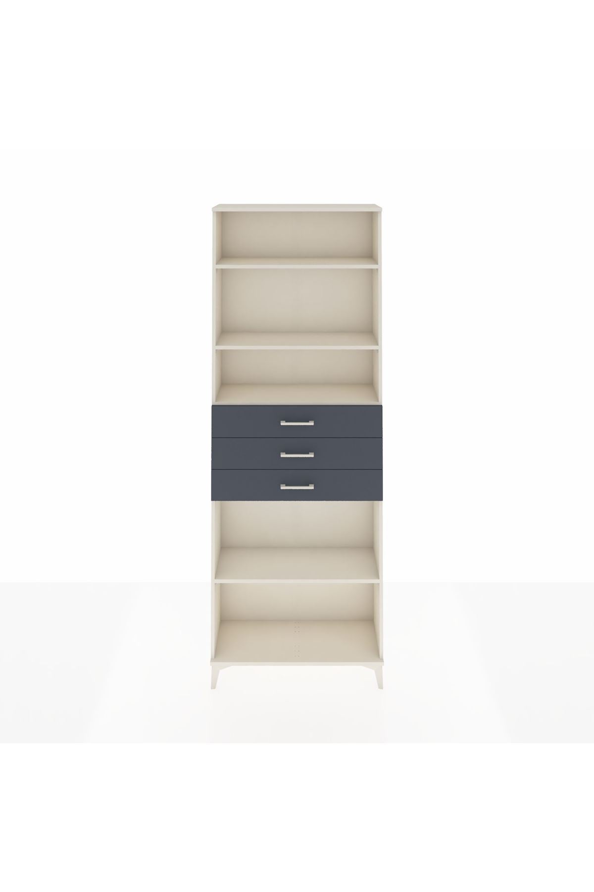 Arges Dolap 4 Raflı 3 Çekmeceli 88x30x243 Aytaşı-Antrasit