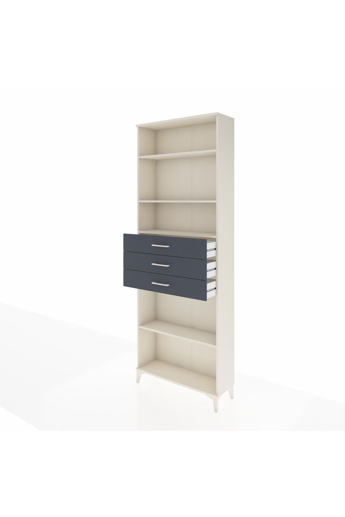 Arges Dolap 4 Raflı 3 Çekmeceli 88x30x243 Aytaşı-Antrasit