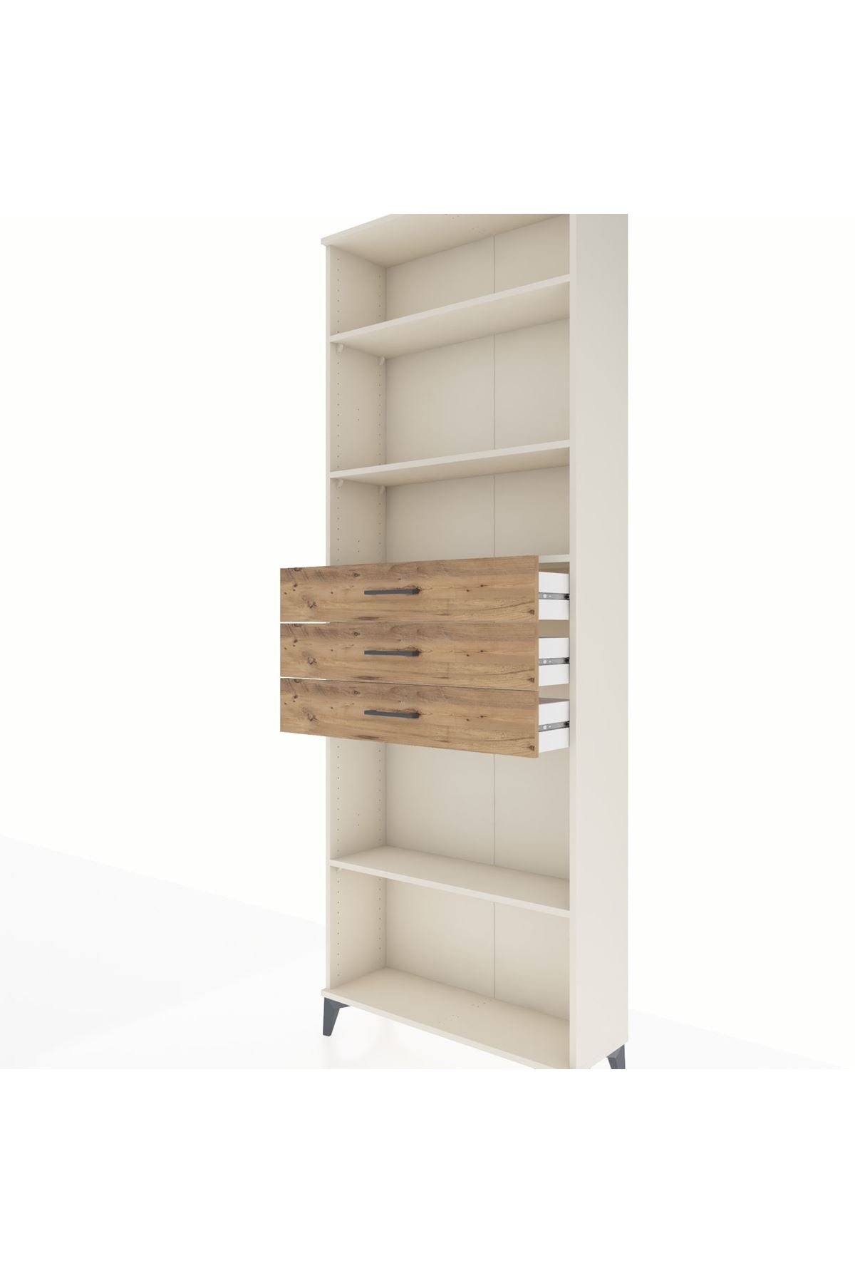 Arges Dolap 4 Raflı 3 Çekmeceli 88x30x243 Aytaşı-Çam