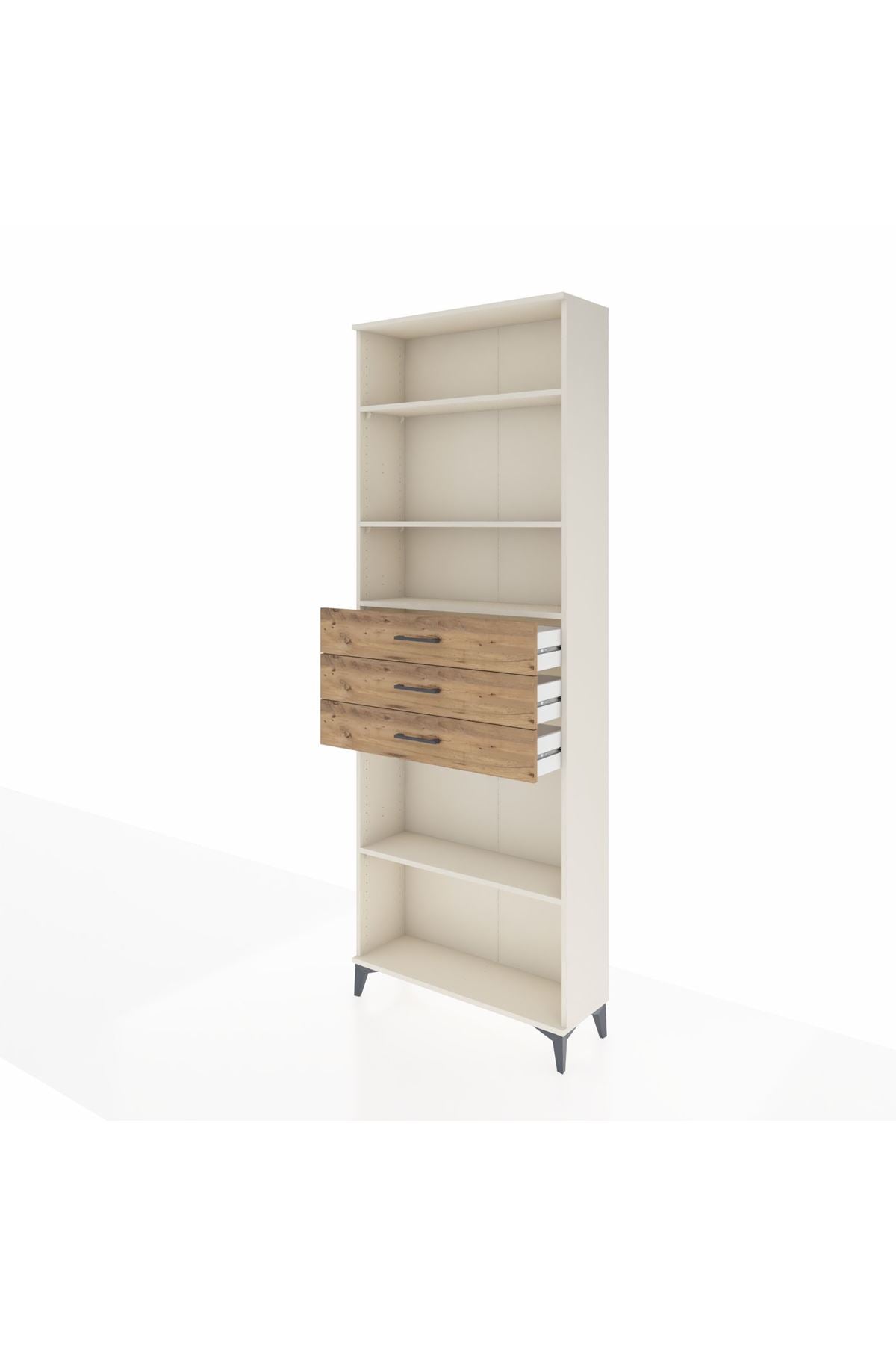 Arges Dolap 4 Raflı 3 Çekmeceli 88x30x243 Aytaşı-Çam