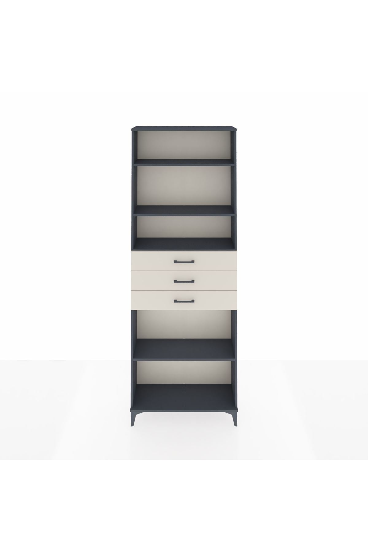 Arges Dolap 4 Raflı 3 Çekmeceli 88x30x243 Antrasit-Aytaşı