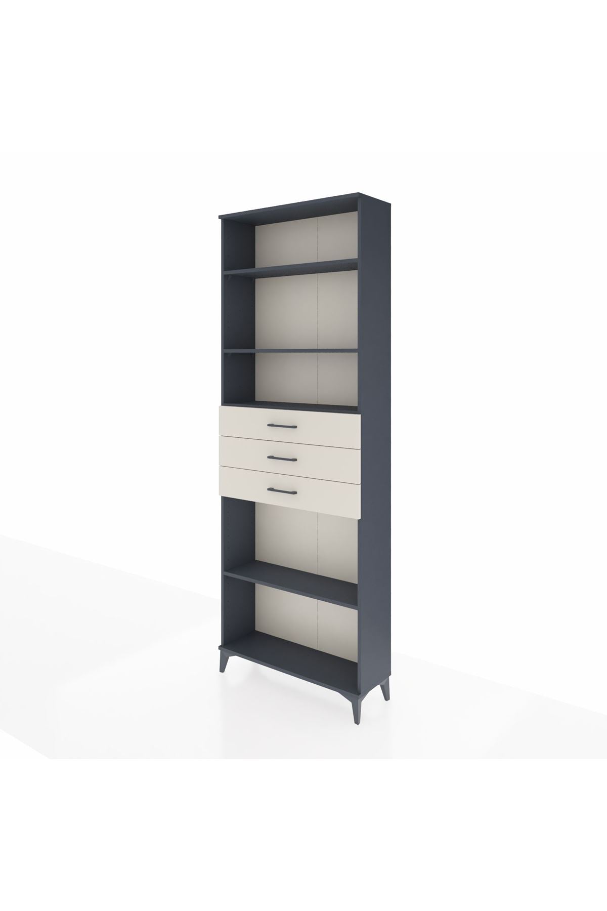 Arges Dolap 4 Raflı 3 Çekmeceli 88x30x243 Antrasit-Aytaşı