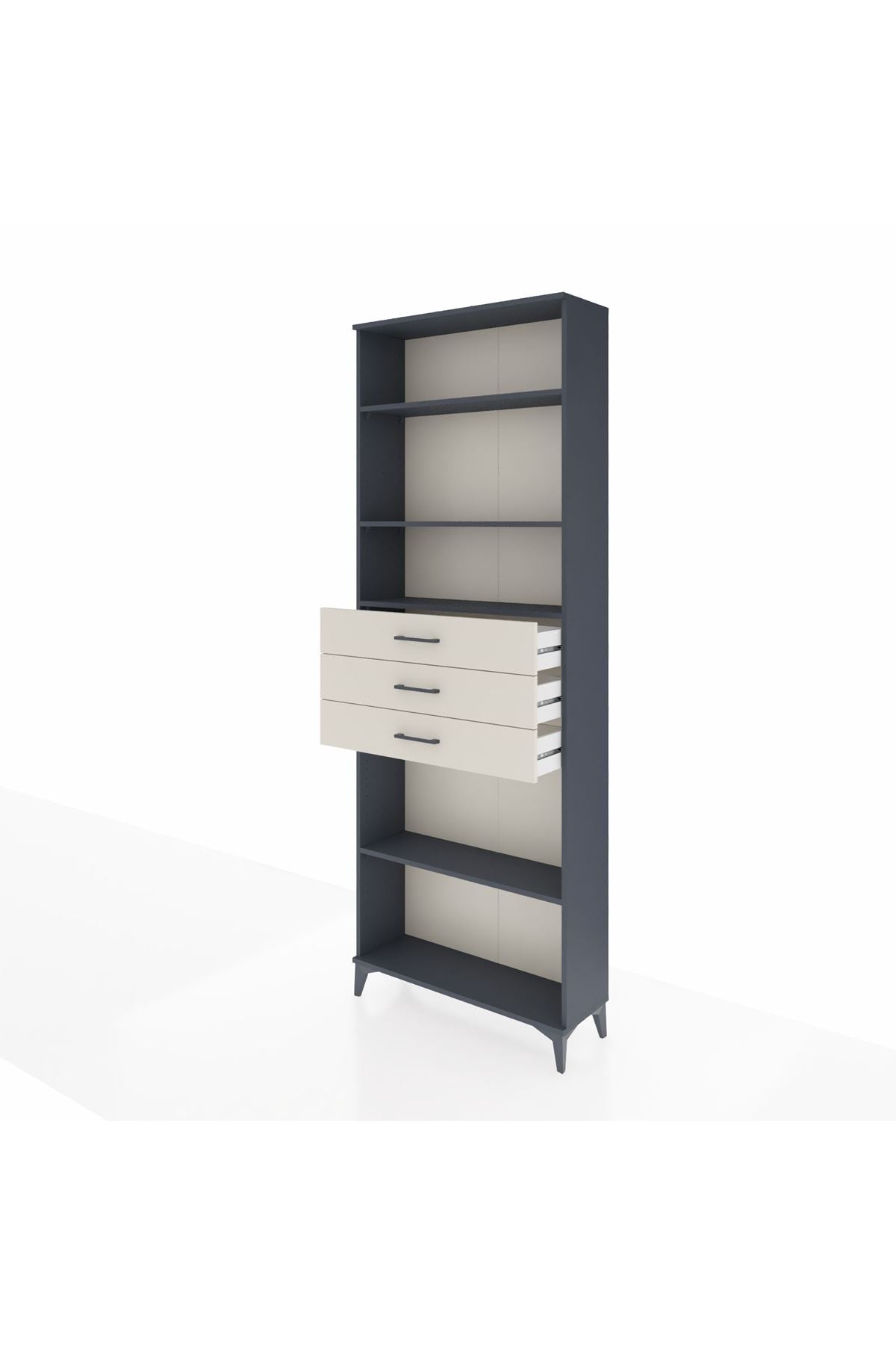 Arges Dolap 4 Raflı 3 Çekmeceli 88x30x243 Antrasit-Aytaşı