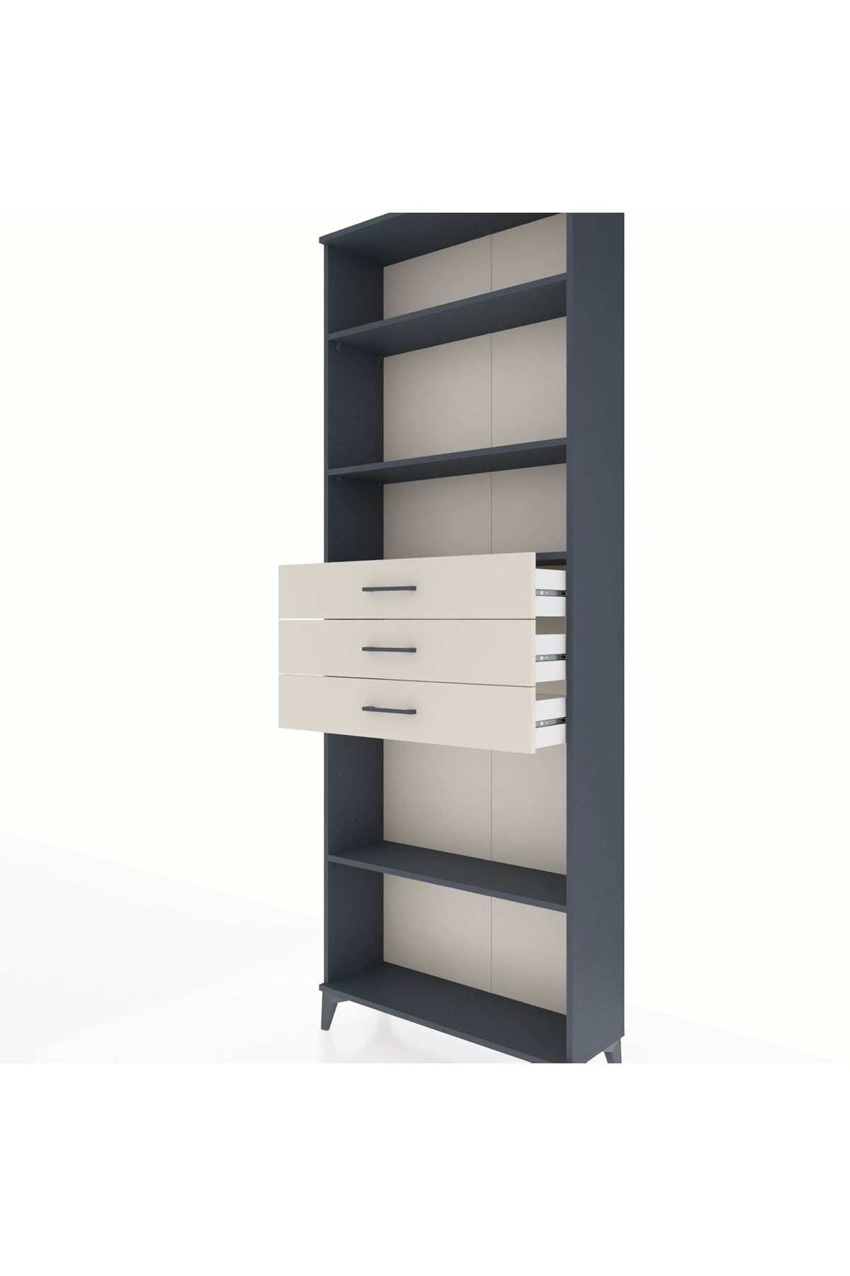 Arges Dolap 4 Raflı 3 Çekmeceli 88x30x243 Antrasit-Aytaşı