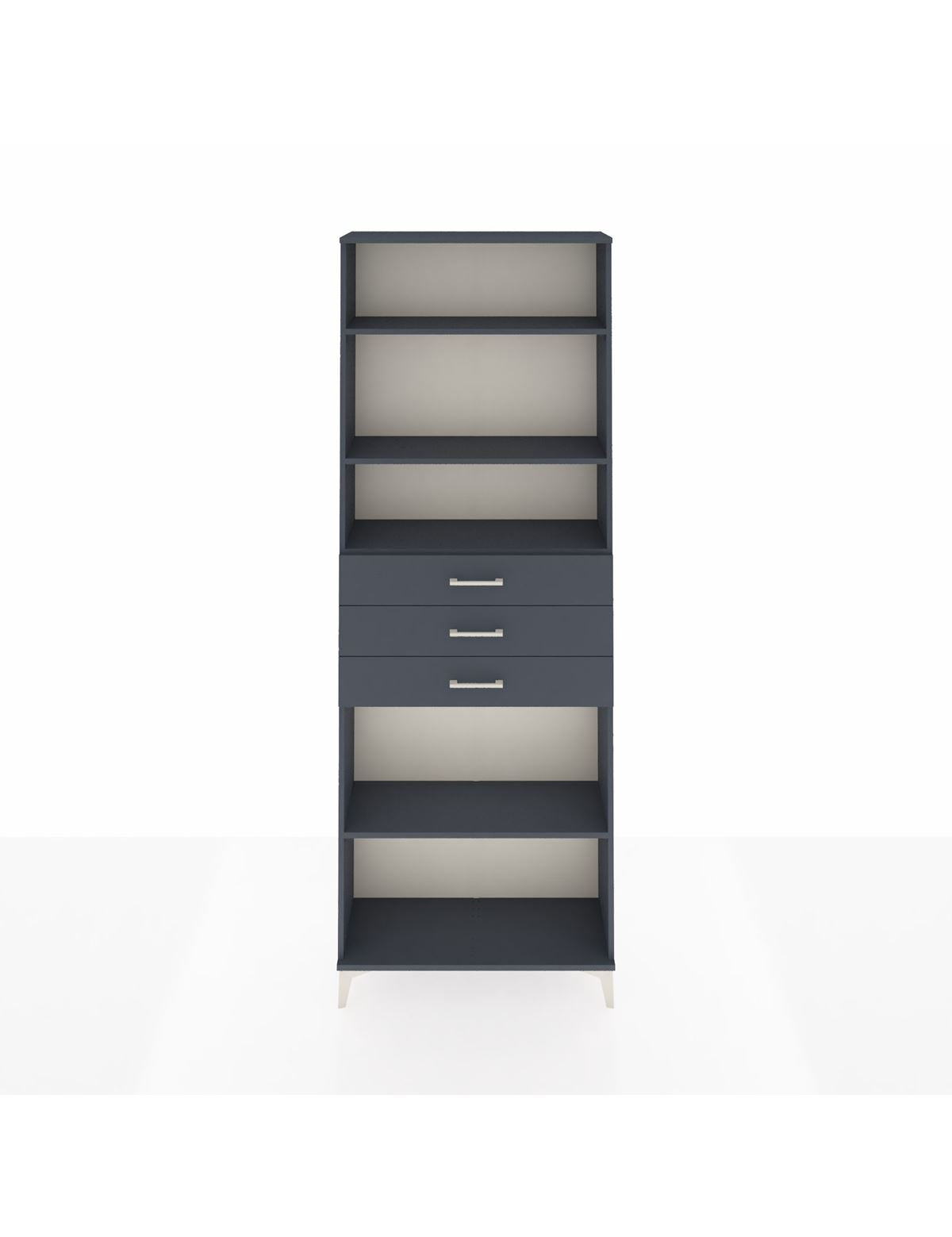 Arges Dolap 4 Raflı 3 Çekmeceli 88x30x243 Antrasit-Antrasit