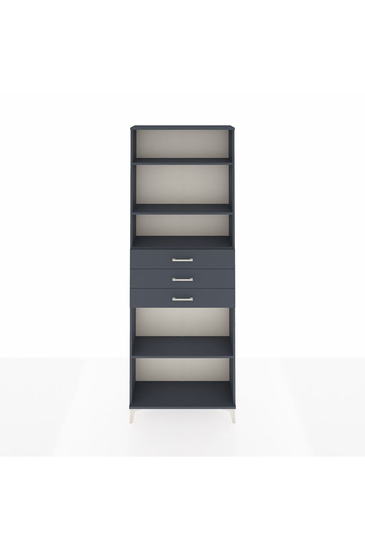 Arges Dolap 4 Raflı 3 Çekmeceli 88x30x243 Antrasit-Antrasit