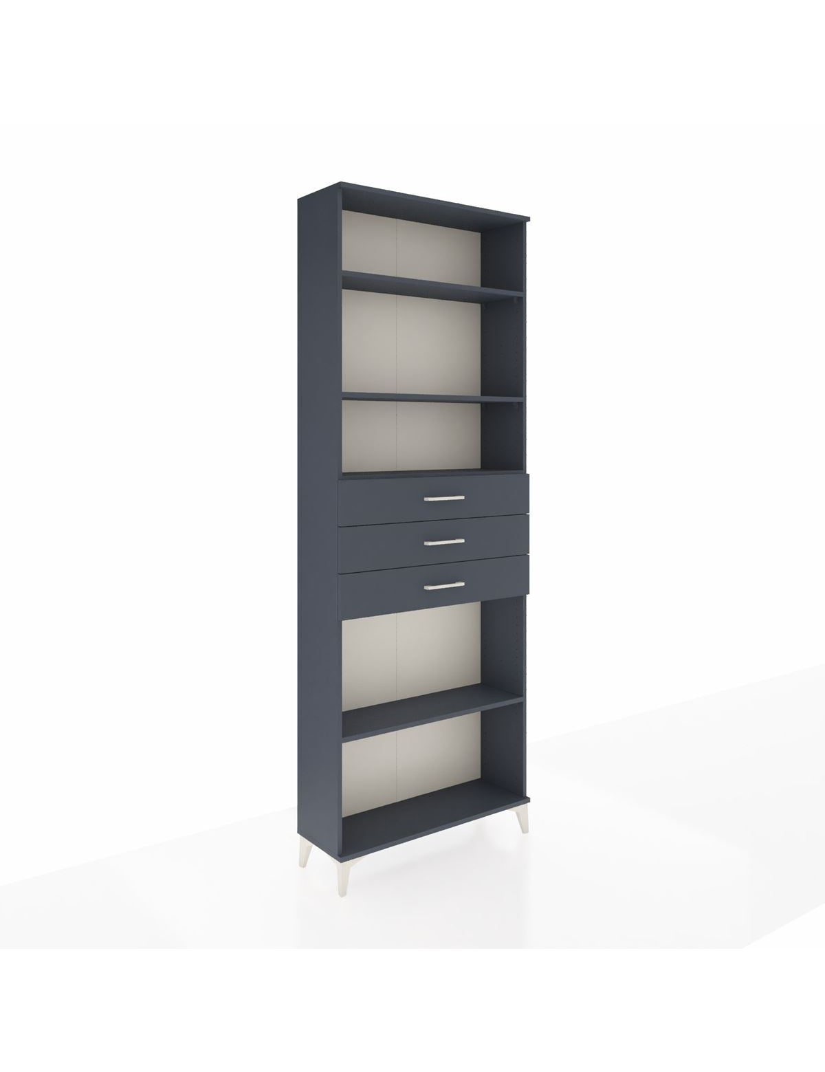 Arges Dolap 4 Raflı 3 Çekmeceli 88x30x243 Antrasit-Antrasit