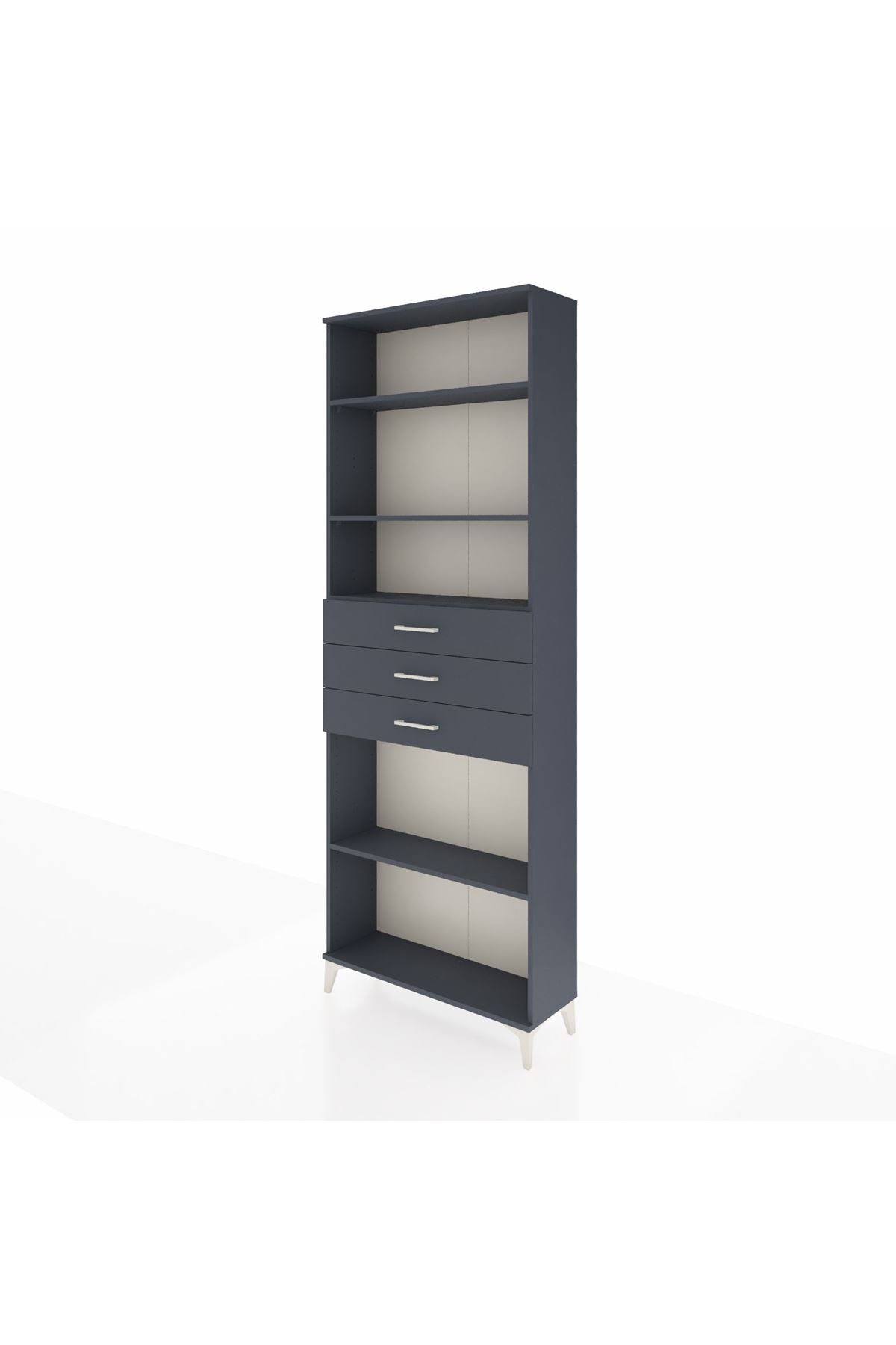 Arges Dolap 4 Raflı 3 Çekmeceli 88x30x243 Antrasit-Antrasit