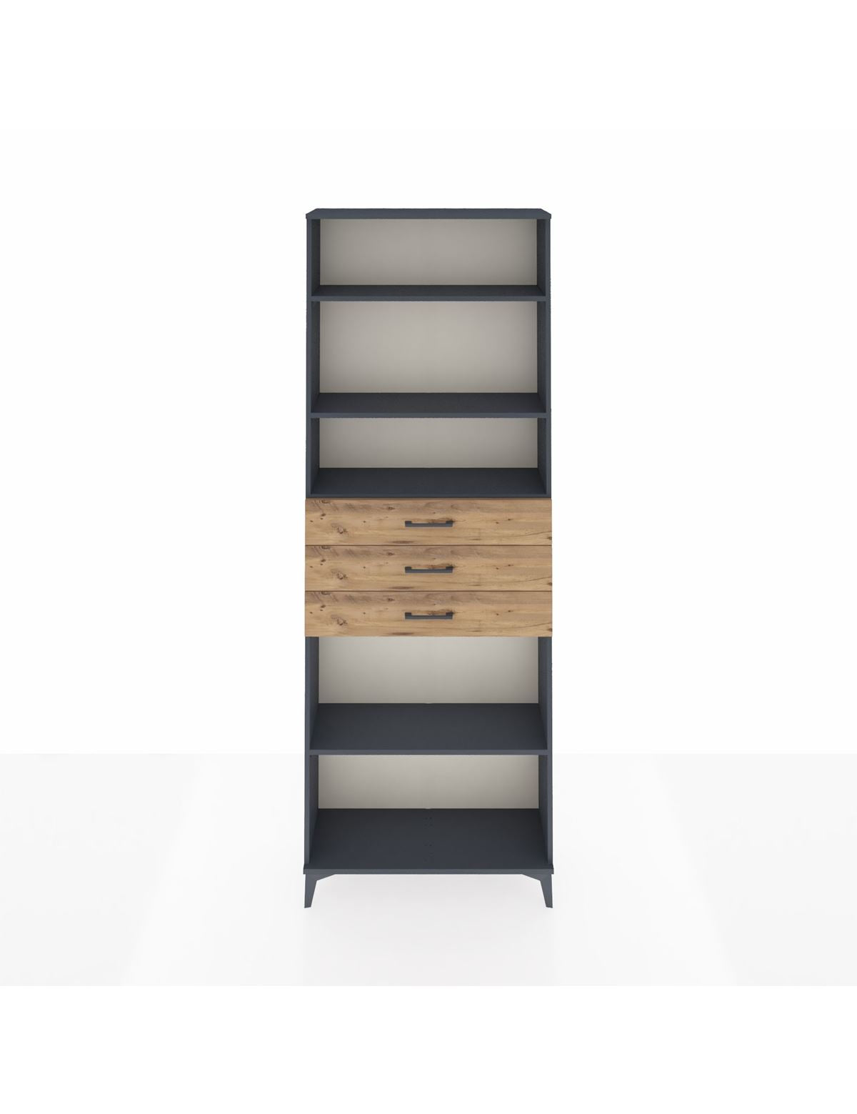 Arges Dolap 4 Raflı 3 Çekmeceli 88x30x243 Antrasit-Çam