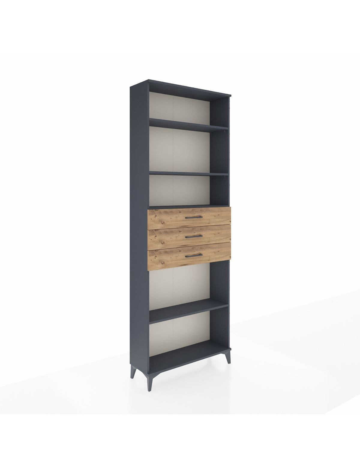 Arges Dolap 4 Raflı 3 Çekmeceli 88x30x243 Antrasit-Çam