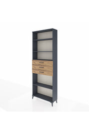 Arges Dolap 4 Raflı 3 Çekmeceli 88x30x243 Antrasit-Çam