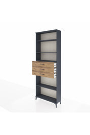 Arges Dolap 4 Raflı 3 Çekmeceli 88x30x243 Antrasit-Çam