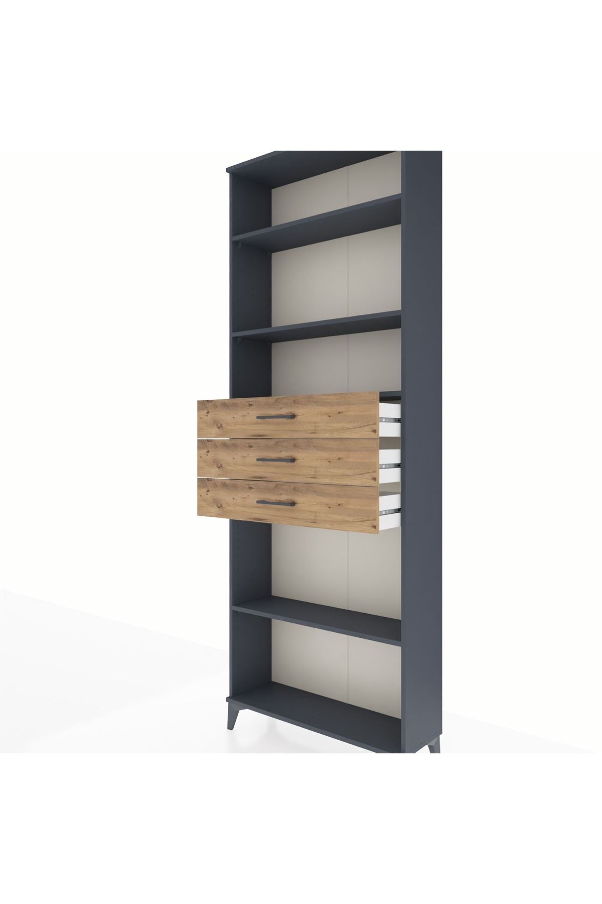 Arges Dolap 4 Raflı 3 Çekmeceli 88x30x243 Antrasit-Çam