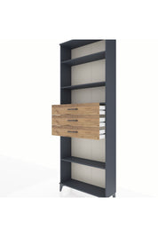 Arges Dolap 4 Raflı 3 Çekmeceli 88x30x243 Antrasit-Çam