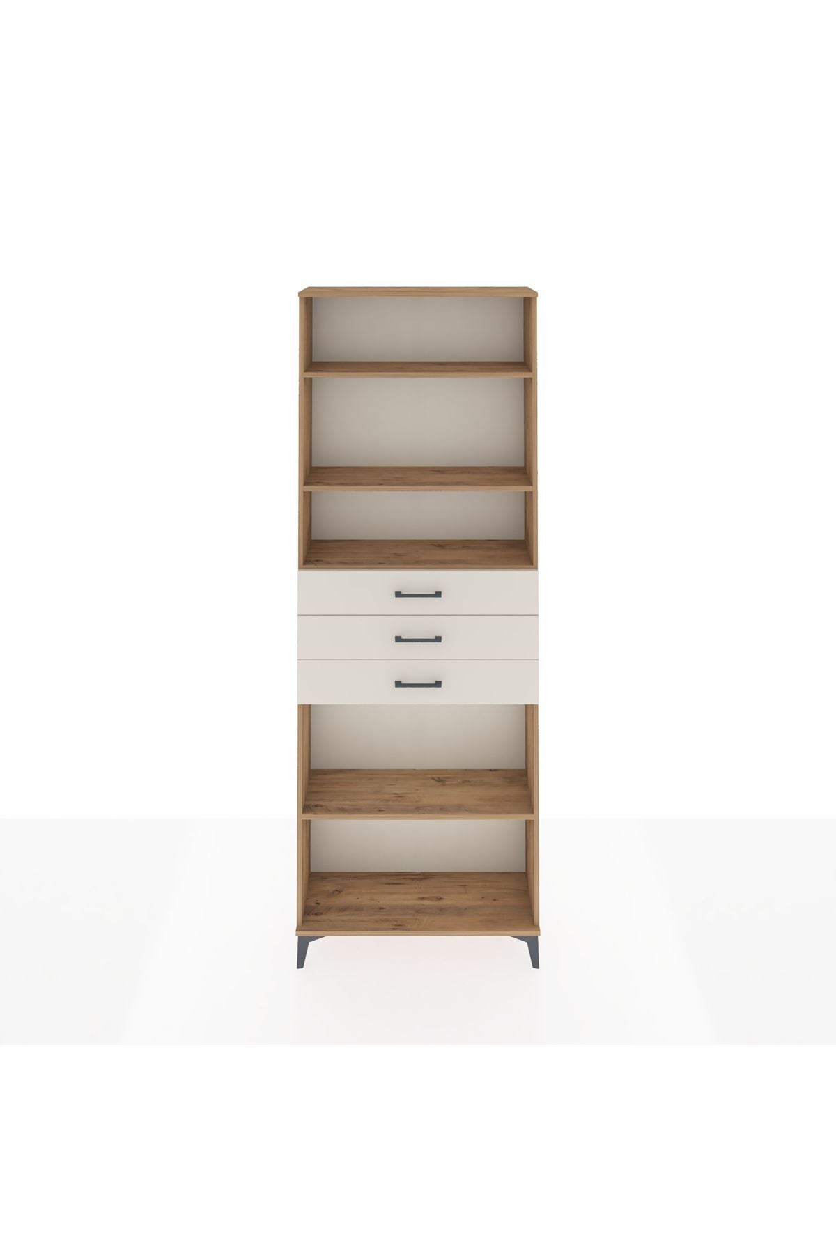 Arges Dolap 4 Raflı 3 Çekmeceli 88x30x243 Çam-Aytaşı