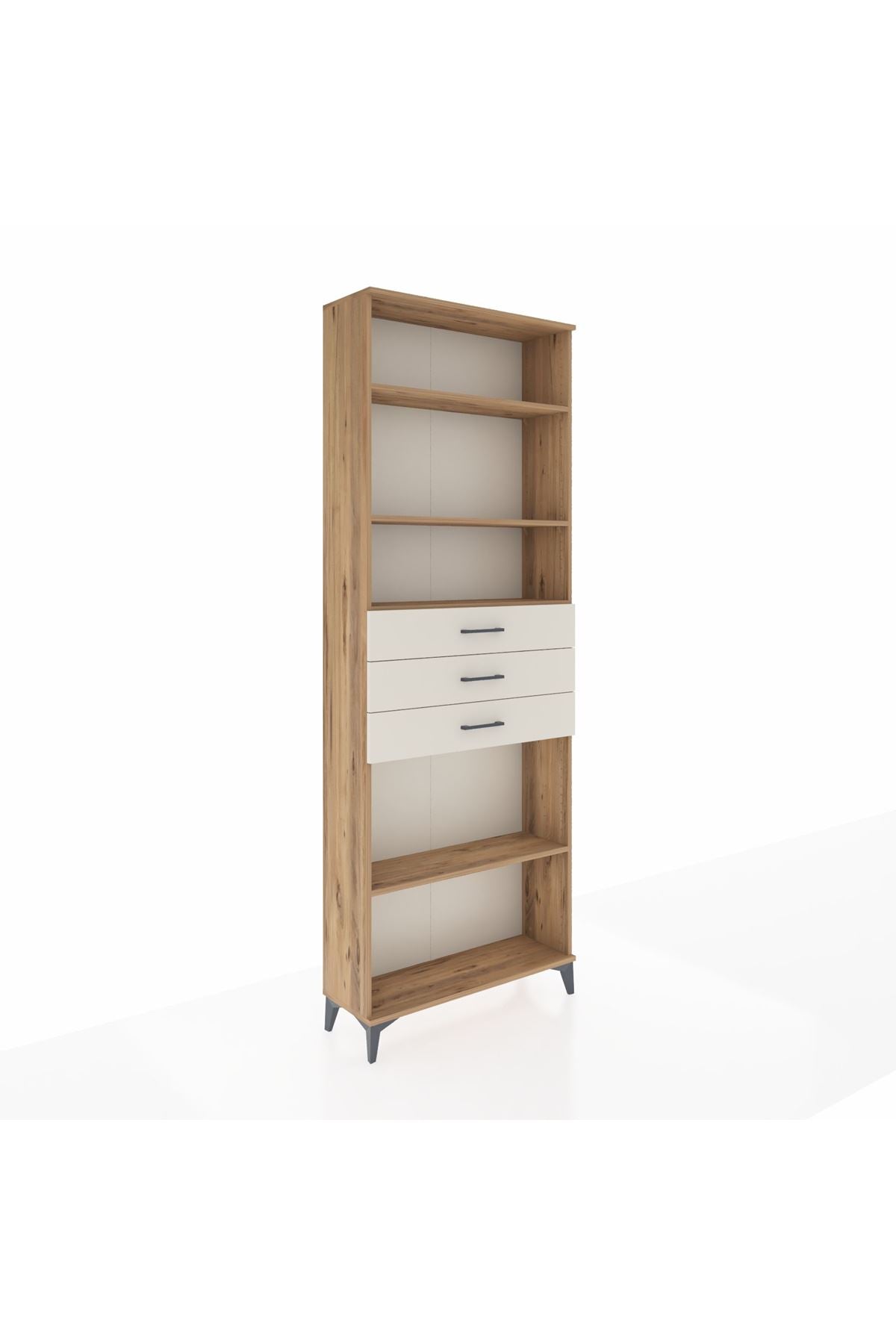 Arges Dolap 4 Raflı 3 Çekmeceli 88x30x243 Çam-Aytaşı