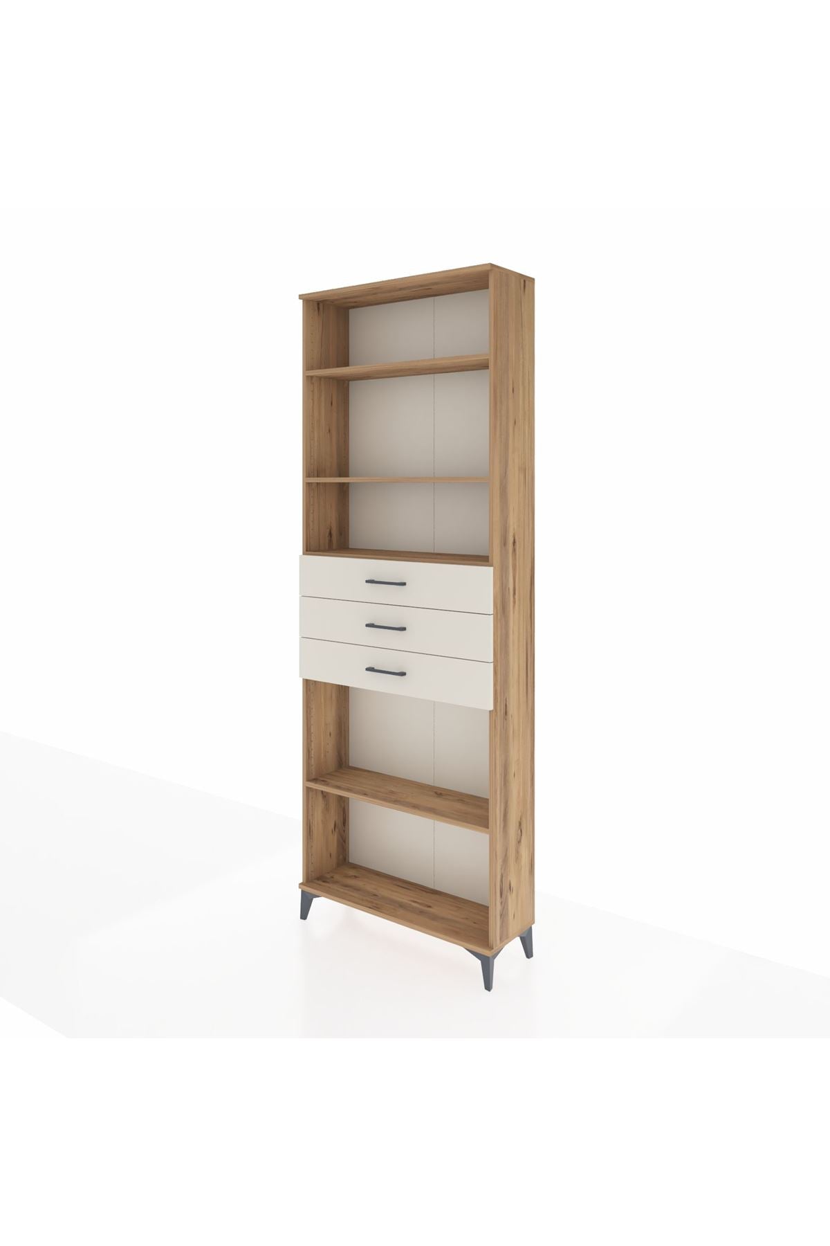 Arges Dolap 4 Raflı 3 Çekmeceli 88x30x243 Çam-Aytaşı