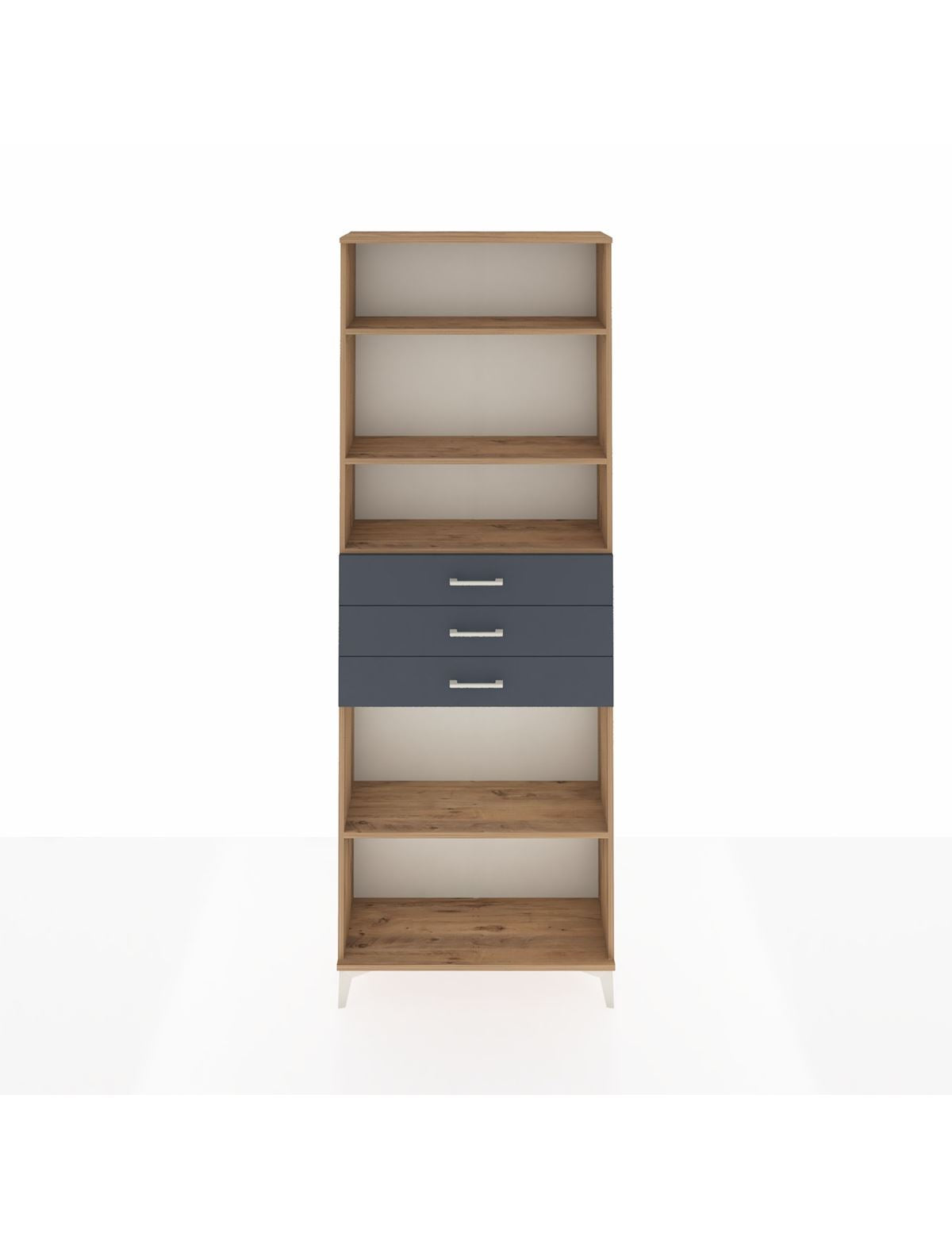 Arges Dolap 4 Raflı 3 Çekmeceli 88x30x243 Çam-Antrasit