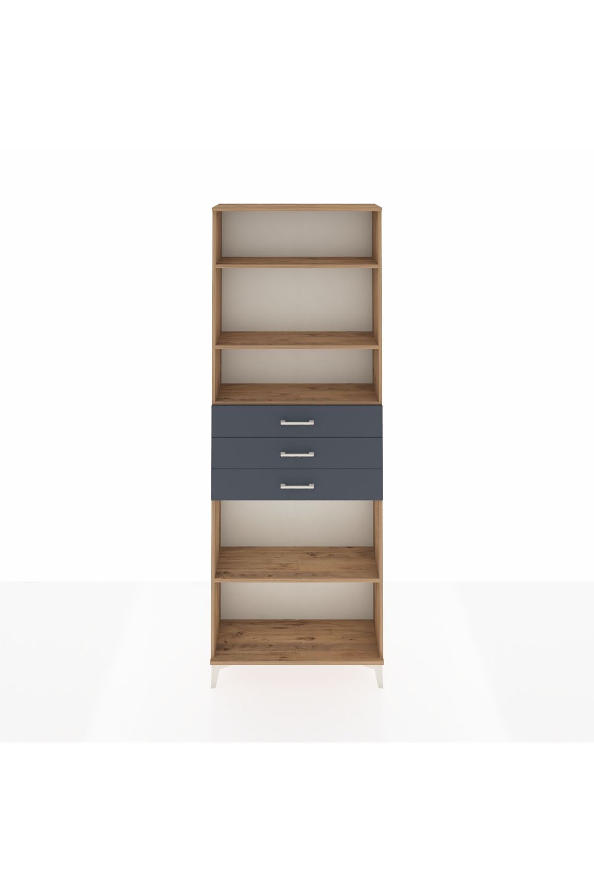 Arges Dolap 4 Raflı 3 Çekmeceli 88x30x243 Çam-Antrasit