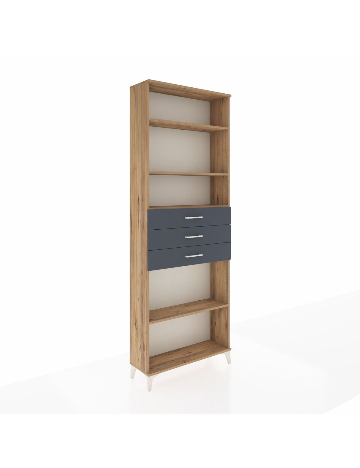 Arges Dolap 4 Raflı 3 Çekmeceli 88x30x243 Çam-Antrasit