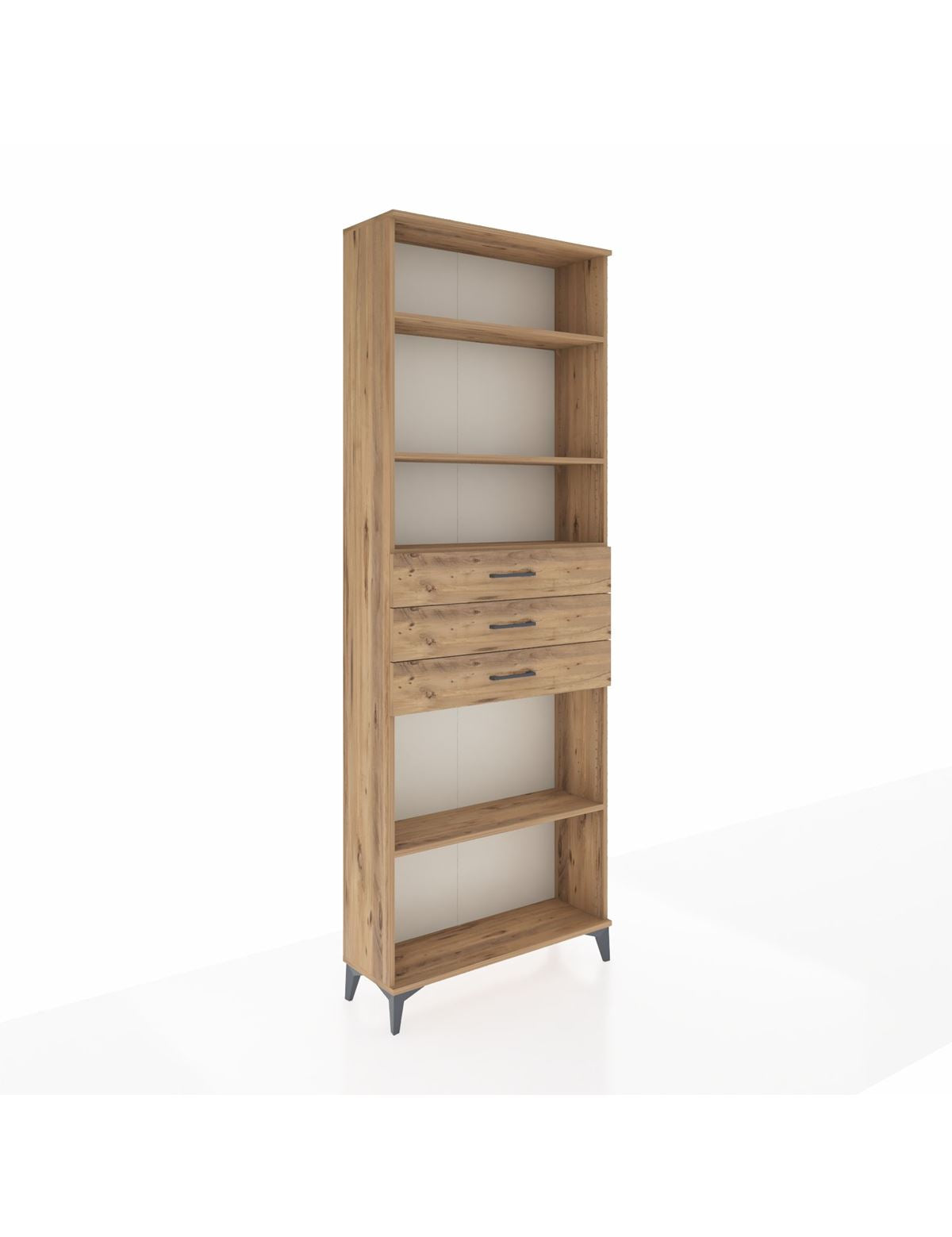 Arges Dolap 4 Raflı 3 Çekmeceli 88x30x243 Çam-Çam