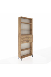 Arges Dolap 4 Raflı 3 Çekmeceli 88x30x243 Çam-Çam