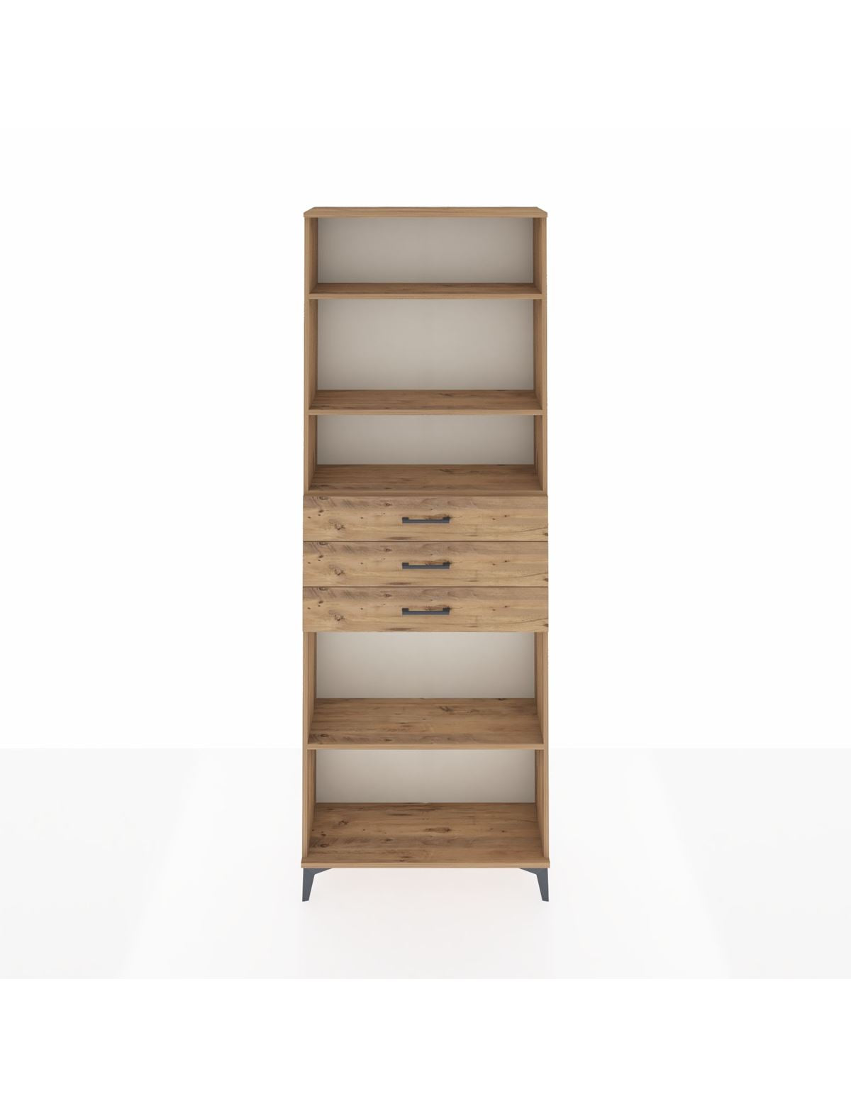 Arges Dolap 4 Raflı 3 Çekmeceli 88x30x243 Çam-Çam