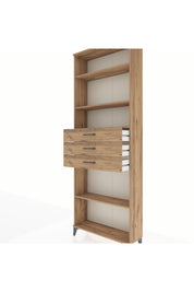 Arges Dolap 4 Raflı 3 Çekmeceli 88x30x243 Çam-Çam