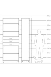 Arges Dolap 4 Raflı 3 Çekmeceli 88x30x243 Çam-Çam