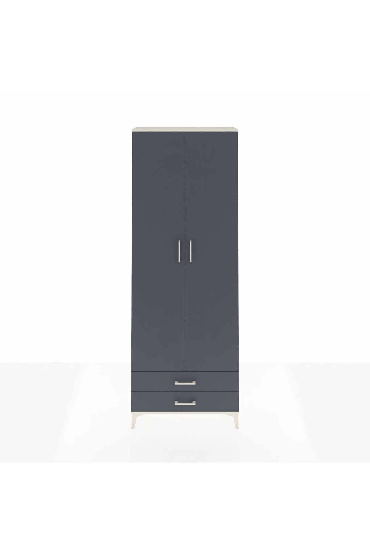 Arges Dolap 5 Raflı 2 Çekmeceli 2 Kapaklı 88x30x243 Aytaşı-Antrasit